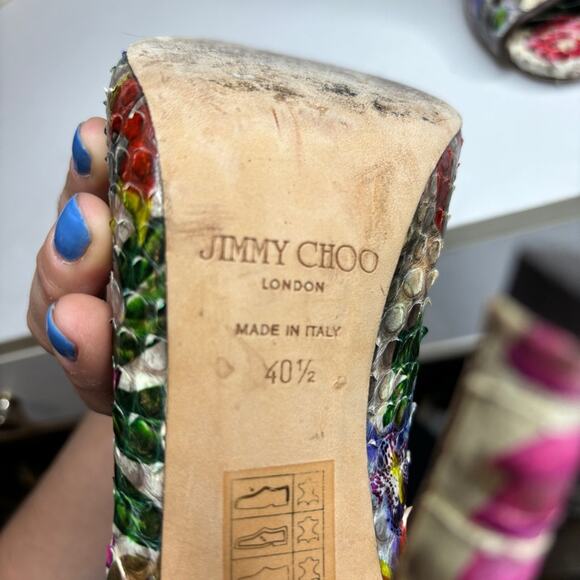 Jimmy Choo Floral Print Python Ankle Booties - Picture 9 of 10